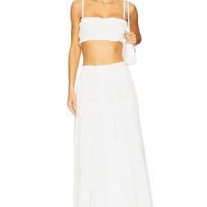 Women's White Tiered Maxi Skirt - Lightweight Summer Layered Skirt